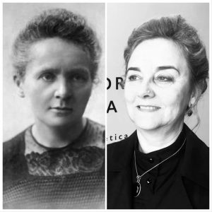 Marie Curie i Adela Muñoz caracteritzada per a la conferencia en Gandia